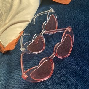 New condition pink and white heart shaped glasses